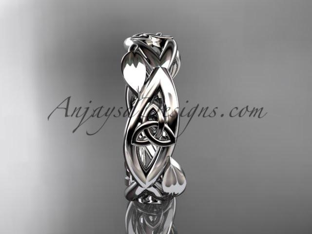 14kt white gold celtic trinity knot wedding band, triquetra ring, engagement ring CT7403G - AnjaysDesigns