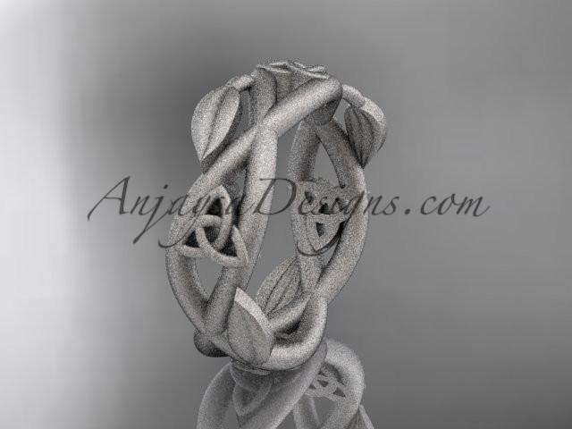 14kt white gold celtic trinity knot wedding band, matte finish wedding band, triquetra ring, engagement ring CT7403G - AnjaysDesigns