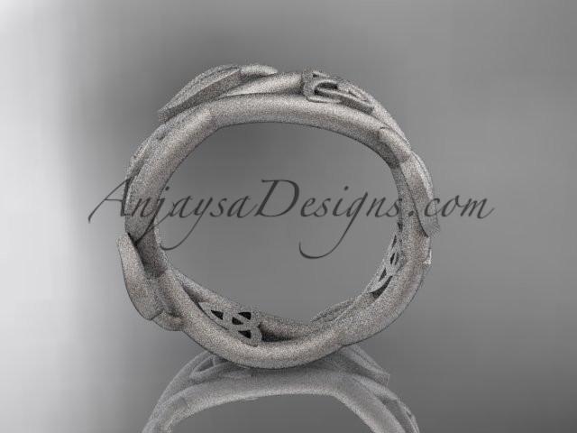 14kt white gold celtic trinity knot wedding band, matte finish wedding band, triquetra ring, engagement ring CT7403G - AnjaysDesigns