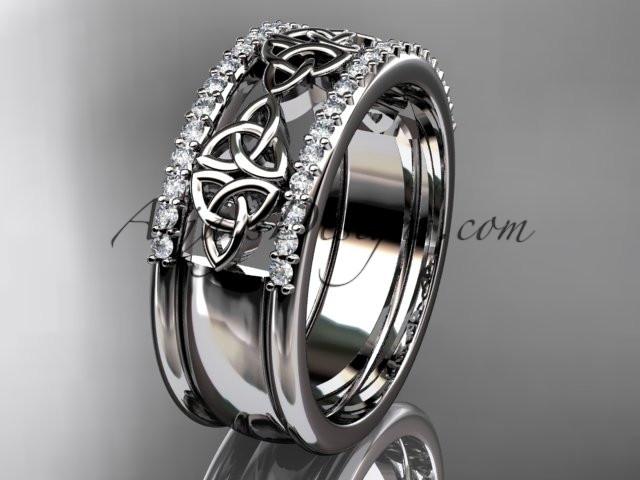 14kt white gold diamond celtic trinity knot wedding band, brIdal ring CT7406B - AnjaysDesigns