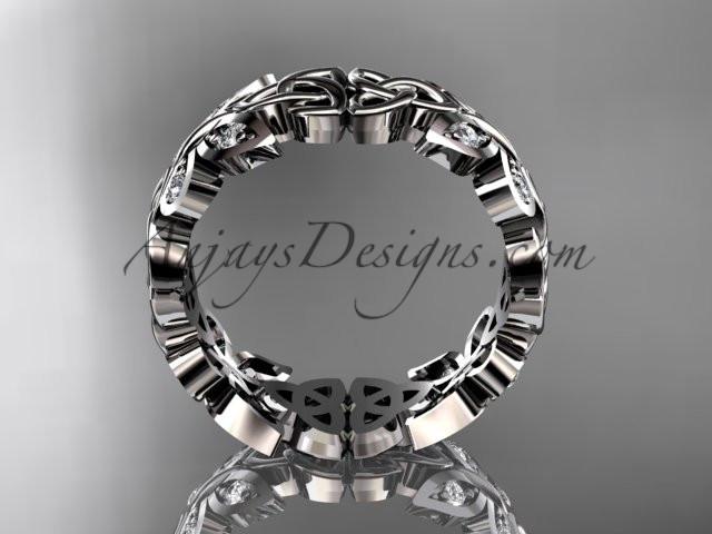 14kt white gold diamond celtic trinity knot butterfly wedding band, engagement ring CT7420B - AnjaysDesigns