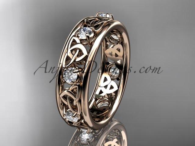 14kt rose gold celtic trinity knot wedding band, engagement ring CT7503B - AnjaysDesigns