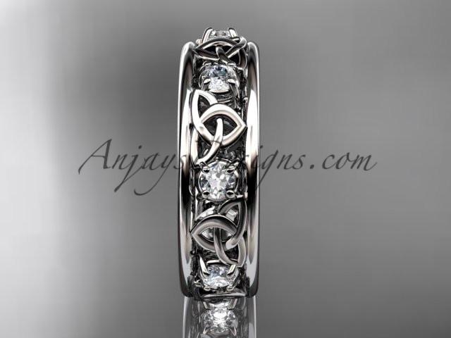 14kt white gold celtic trinity knot wedding band, engagement ring CT7503B - AnjaysDesigns