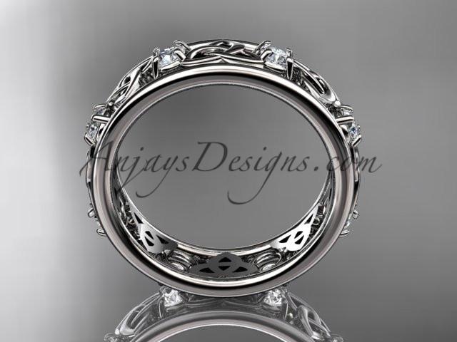 14kt white gold celtic trinity knot wedding band, engagement ring CT7503B - AnjaysDesigns