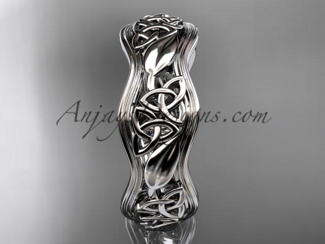14kt white gold celtic trinity knot wedding band, engagement ring CT7504G - AnjaysDesigns