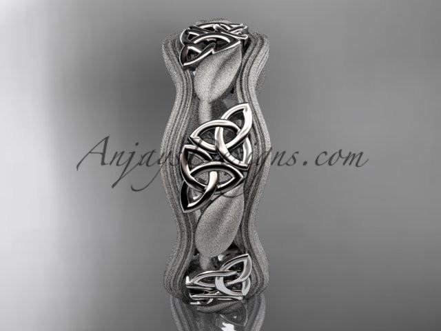 14kt white gold celtic trinity knot wedding band, engagement ring CT7504GM - AnjaysDesigns