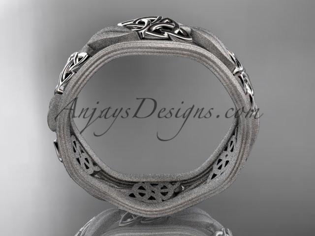 14kt white gold celtic trinity knot wedding band, engagement ring CT7504GM - AnjaysDesigns