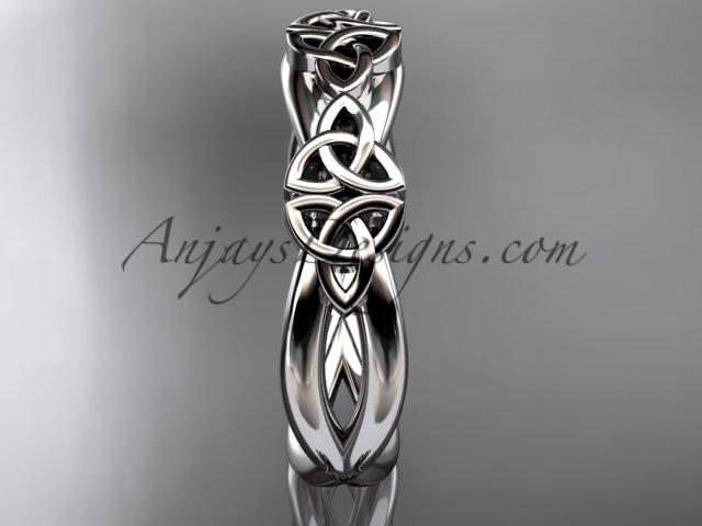 14kt white gold celtic trinity knot wedding band, engagement ring CT7505G - AnjaysDesigns