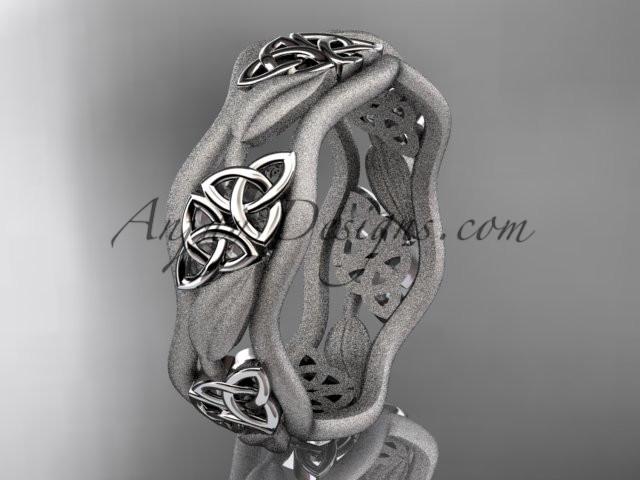 14kt white gold celtic trinity knot wedding band, engagement ring CT7506GM - AnjaysDesigns