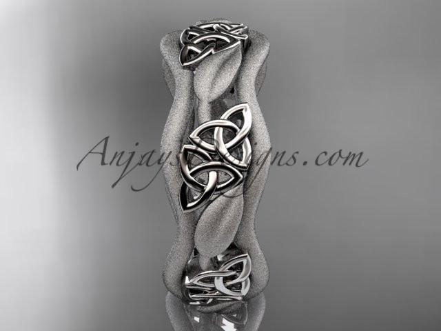 14kt white gold celtic trinity knot wedding band, engagement ring CT7506GM - AnjaysDesigns