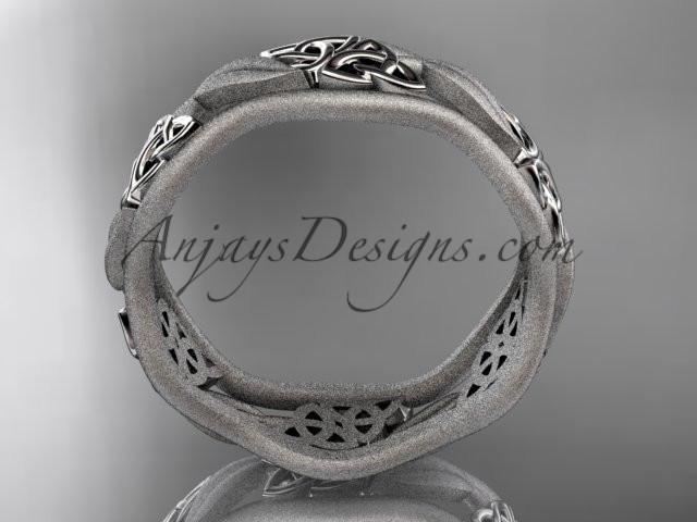 14kt white gold celtic trinity knot wedding band, engagement ring CT7506GM - AnjaysDesigns