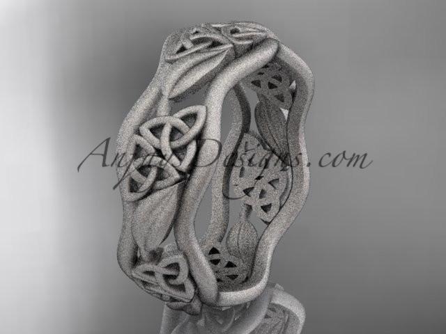 14kt white gold celtic trinity knot wedding band, matte finish wedding band, engagement ring CT7506G - AnjaysDesigns