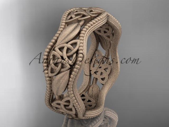 14kt rose gold celtic trinity knot wedding band, matte finish wedding band, engagement ring CT7508G - AnjaysDesigns