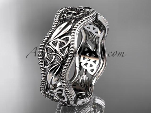 14kt white gold celtic trinity knot wedding band, engagement ring CT7508G - AnjaysDesigns