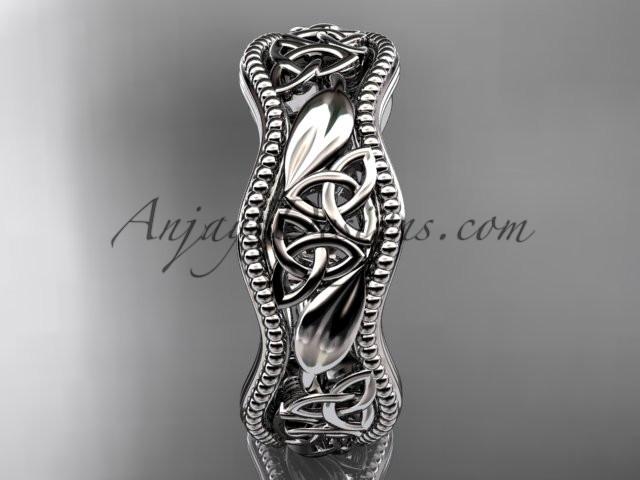 14kt white gold celtic trinity knot wedding band, engagement ring CT7508G - AnjaysDesigns