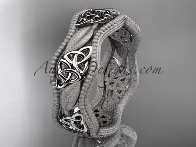 14kt white gold celtic trinity knot wedding band, engagement ring CT7508GM - AnjaysDesigns