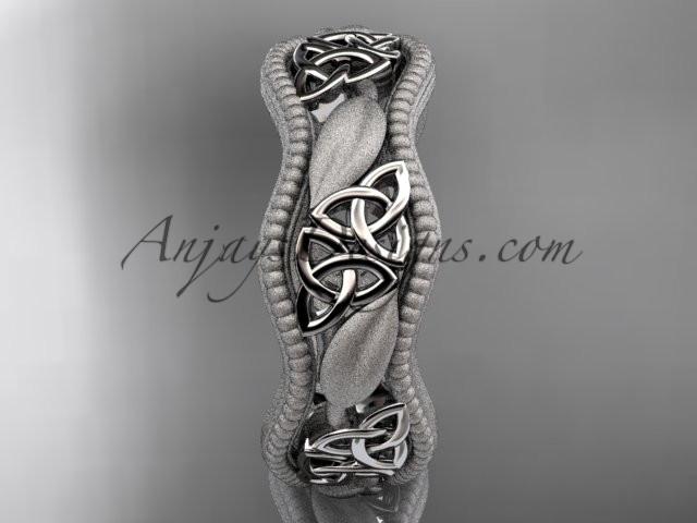 14kt white gold celtic trinity knot wedding band, engagement ring CT7508GM - AnjaysDesigns