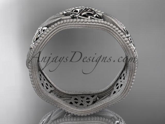 14kt white gold celtic trinity knot wedding band, engagement ring CT7508GM - AnjaysDesigns