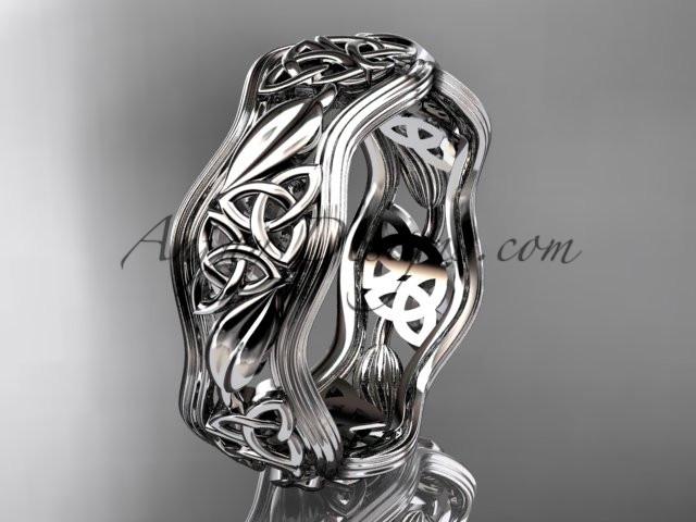 14kt white gold celtic trinity knot wedding band, engagement ring CT7510G - AnjaysDesigns