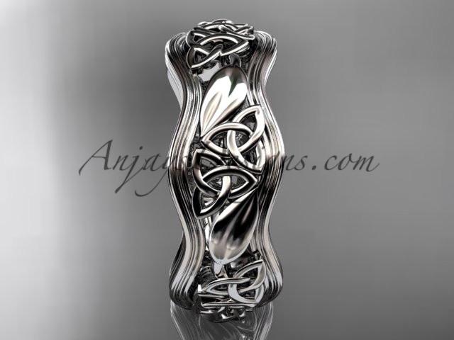 14kt white gold celtic trinity knot wedding band, engagement ring CT7510G - AnjaysDesigns