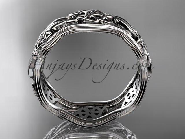 14kt white gold celtic trinity knot wedding band, engagement ring CT7510G - AnjaysDesigns