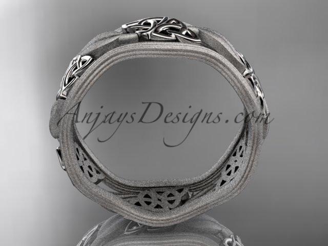 14kt white gold celtic trinity knot wedding band, engagement ring CT7510GM - AnjaysDesigns