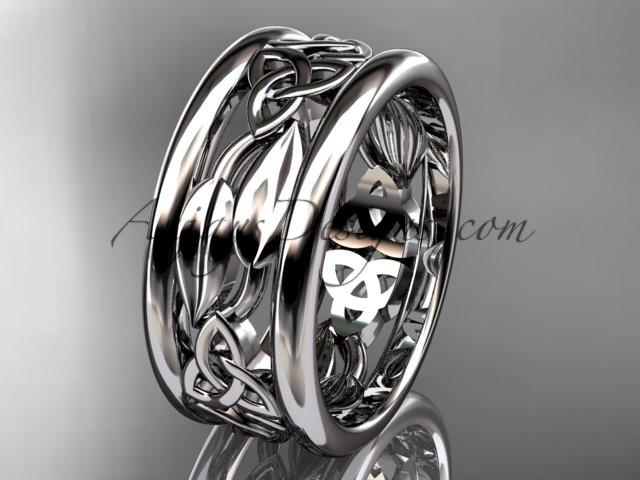 14kt white gold celtic trinity knot wedding band, engagement ring CT7511G - AnjaysDesigns