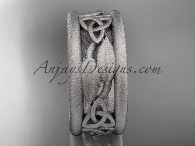 14kt white gold celtic trinity knot wedding band, matte finish wedding band, engagement ring CT7511G - AnjaysDesigns