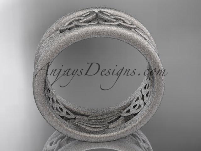 14kt white gold celtic trinity knot wedding band, matte finish wedding band, engagement ring CT7511G - AnjaysDesigns