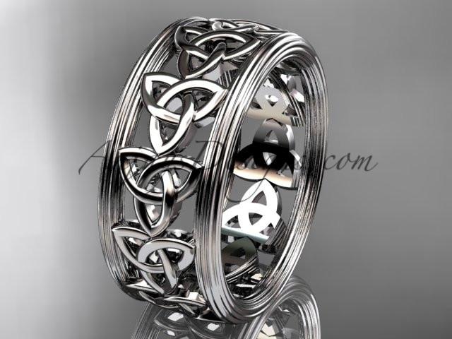 14kt white gold celtic trinity knot wedding band, engagement ring CT7513G - AnjaysDesigns