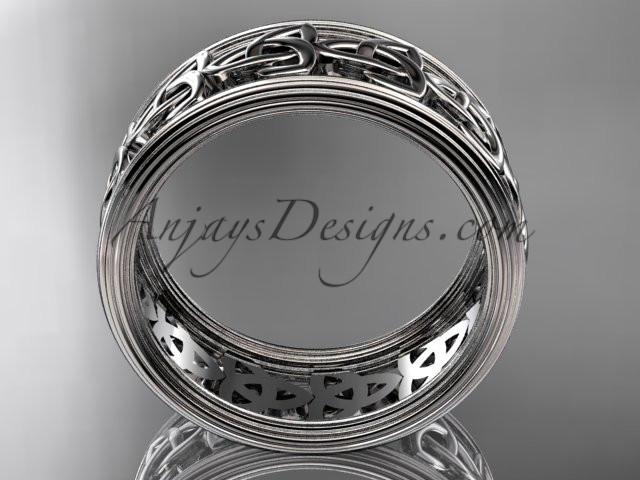 14kt white gold celtic trinity knot wedding band, engagement ring CT7513G - AnjaysDesigns