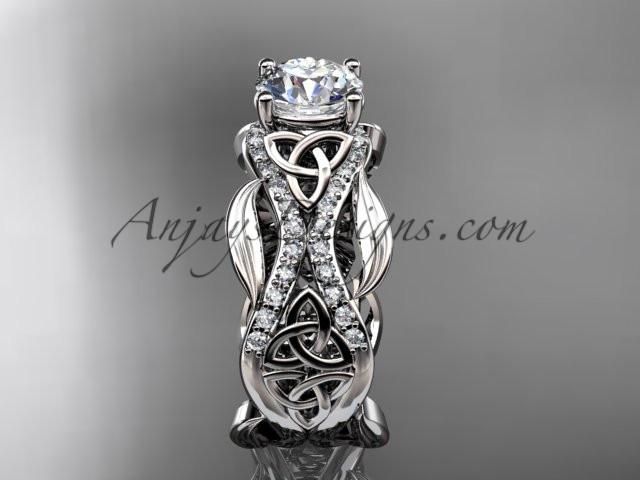 14kt white gold diamond celtic trinity knot wedding ring, engagement ring CT7515 - AnjaysDesigns