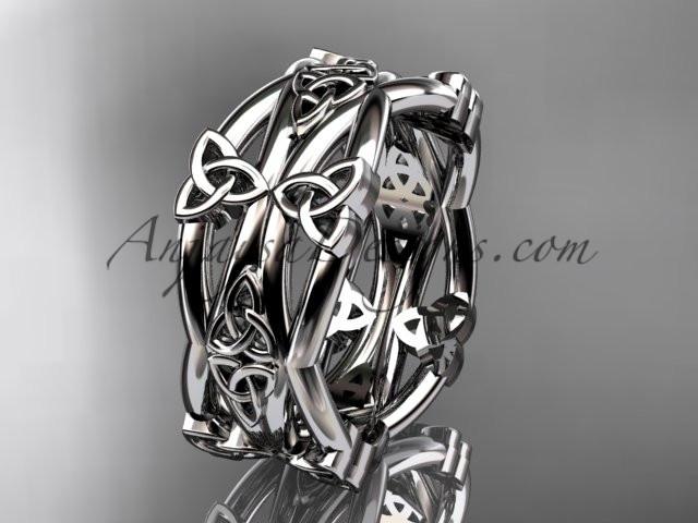 14kt white gold celtic trinity knot wedding band, engagement ring CT7517G - AnjaysDesigns