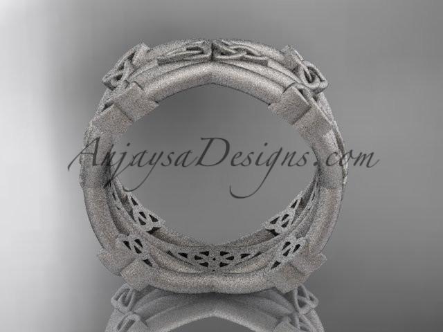 14kt white gold celtic trinity knot wedding band, matte finish wedding band, engagement ring CT7517G - AnjaysDesigns