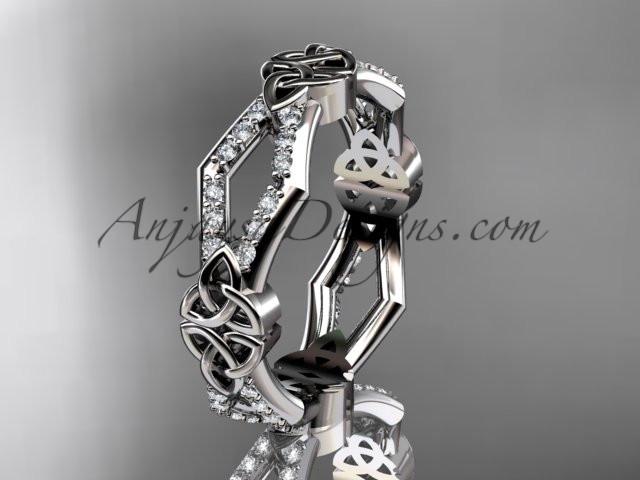 14kt white gold diamond celtic trinity knot wedding band, triquetra ring, engagement ring CT7518B - AnjaysDesigns