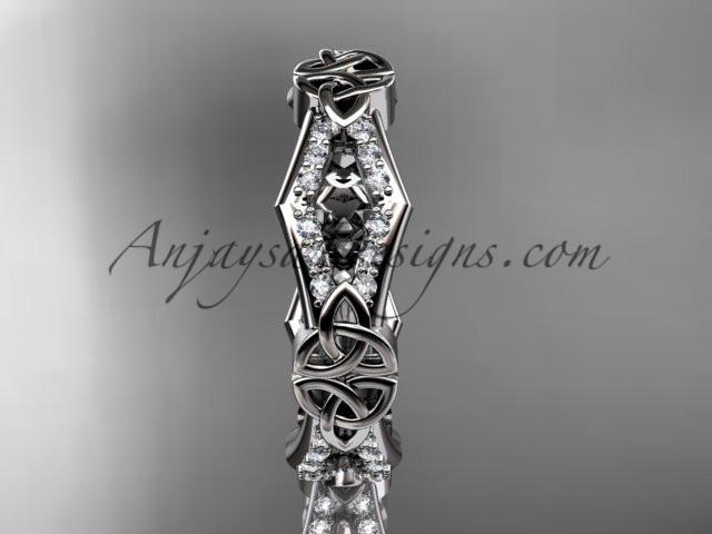 14kt white gold diamond celtic trinity knot wedding band, triquetra ring, engagement ring CT7518B - AnjaysDesigns