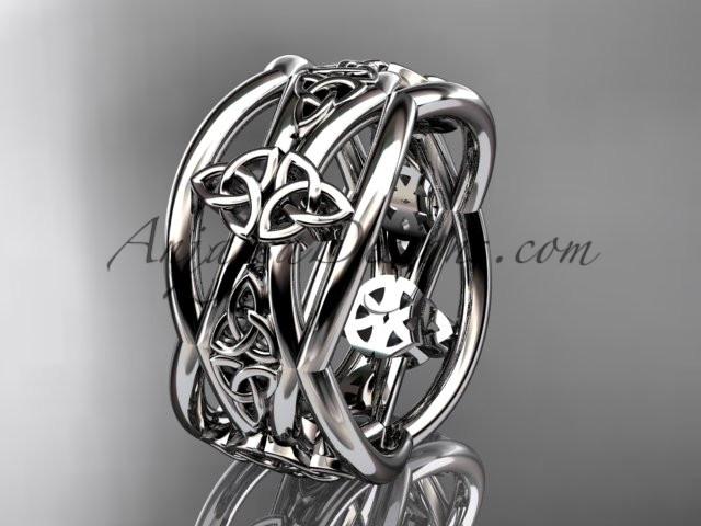 14kt white gold celtic trinity knot wedding band, engagement ring CT7519G - AnjaysDesigns