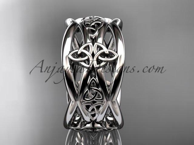 14kt white gold celtic trinity knot wedding band, engagement ring CT7519G - AnjaysDesigns
