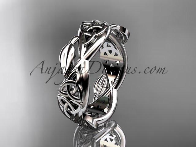 14kt white gold celtic trinity knot wedding band, triquetra ring, engagement ring CT7520G - AnjaysDesigns