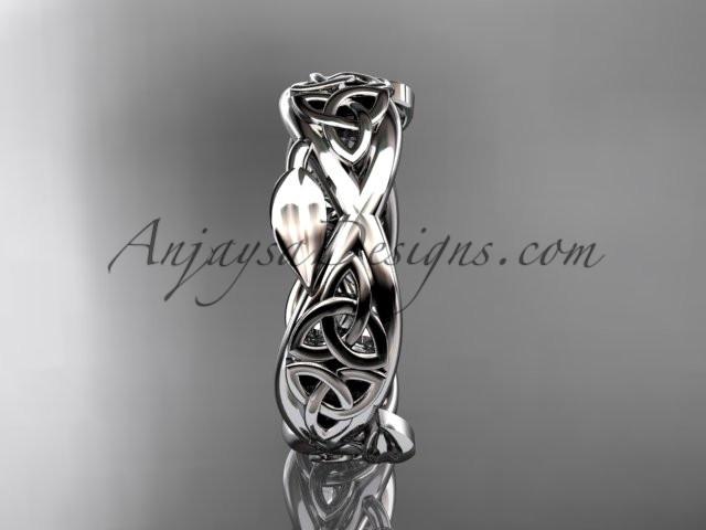 14kt white gold celtic trinity knot wedding band, triquetra ring, engagement ring CT7520G - AnjaysDesigns
