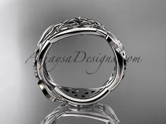 14kt white gold celtic trinity knot wedding band, triquetra ring, engagement ring CT7520G - AnjaysDesigns