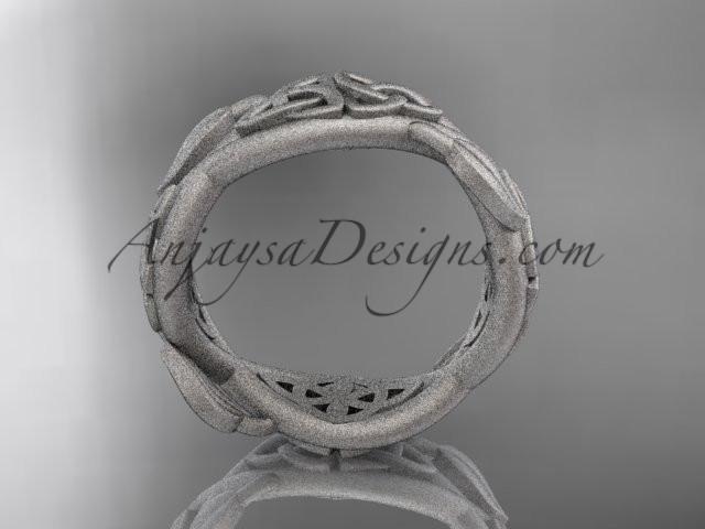14kt white gold celtic trinity knot wedding band, matte finish wedding band, triquetra ring, engagement ring CT7520G - AnjaysDesigns