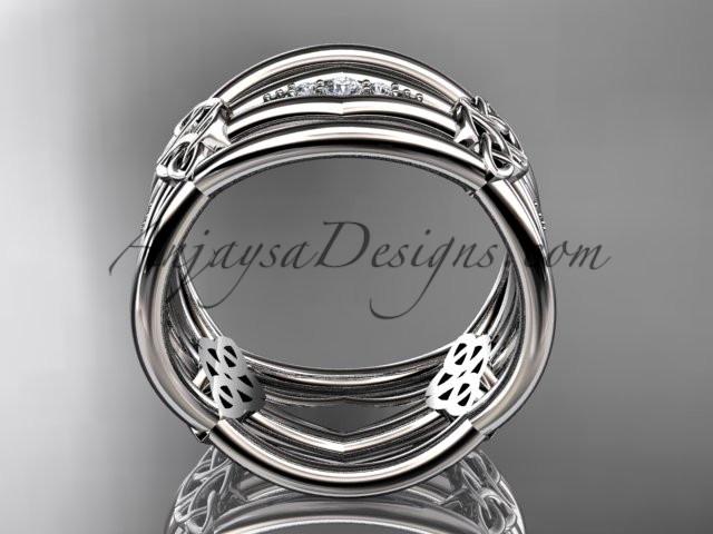 14kt white gold diamond celtic trinity knot wedding band, triquetra ring, engagement ring CT7521B - AnjaysDesigns