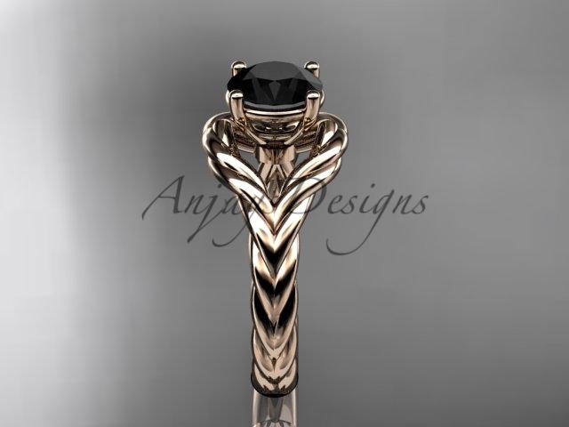 14k rose gold Black Diamond twisted rope engagement ring RP8125