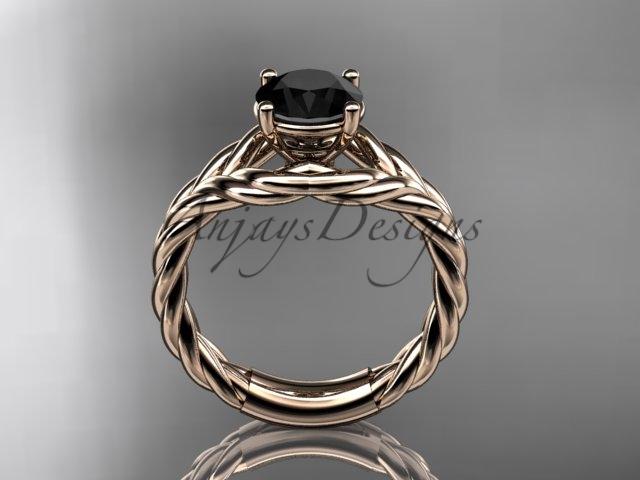 14k rose gold Black Diamond twisted rope engagement ring RP8125