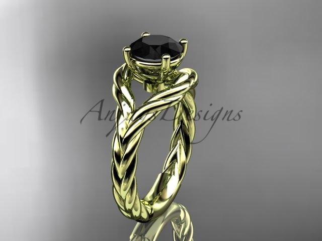 14k yellow gold Black Diamond twisted rope engagement ring RP8125