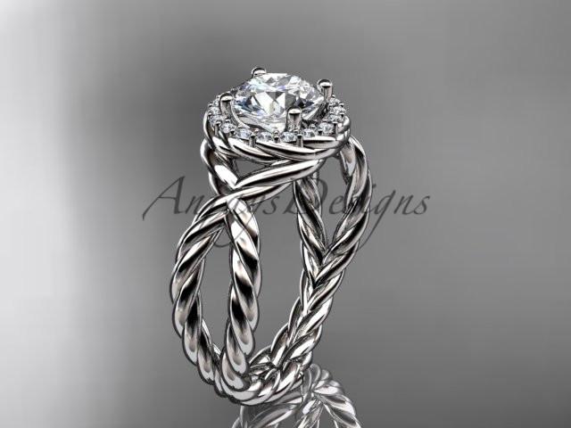 14kt white gold rope halo diamond engagement ring RP8127