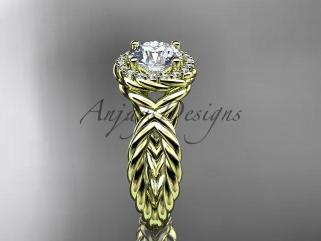 14kt yellow gold rope halo diamond engagement ring RP8127