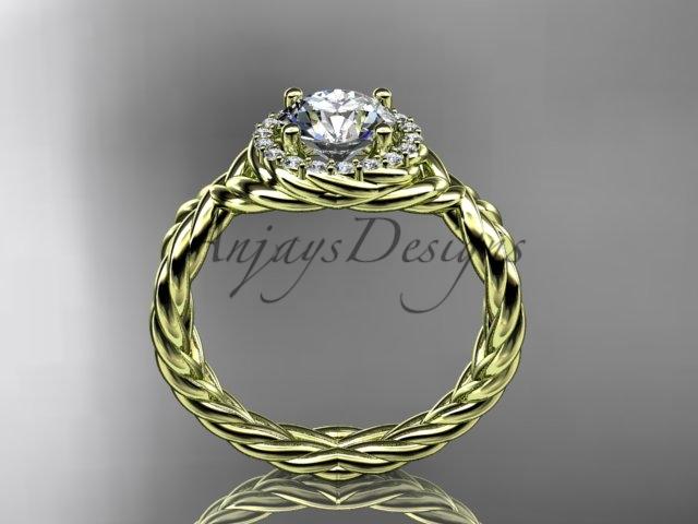14kt yellow gold rope halo diamond engagement ring RP8127