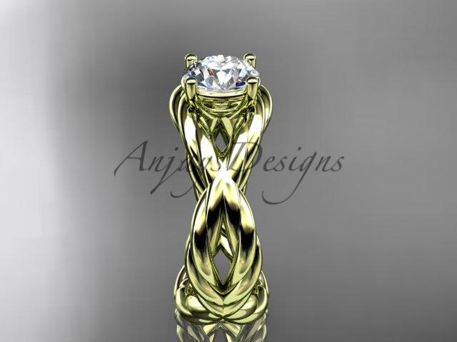 14kt yellow gold "Forever One" Moissanite twisted rope engagement ring RP8181
